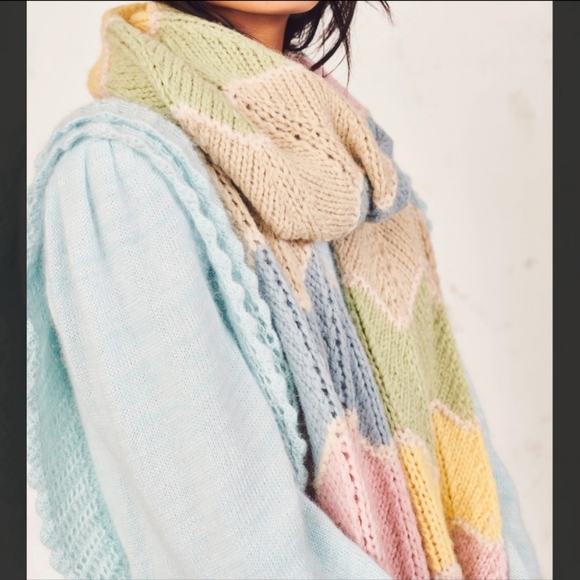 LoveShackFancy Accessories - LoveShackFancy Evie Oversized Knit Rainbow Scarf